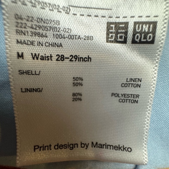 UNIQLO x Marimekko Lokki Linen Cotton Blend Midi Skirt Orange Blue Medium - Picture 9 of 10